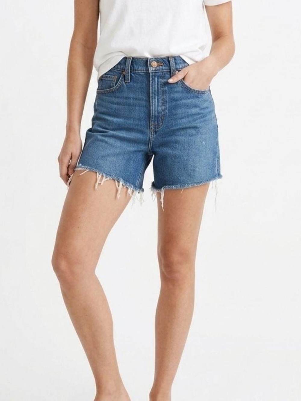 Madewell High-rise Cutoff Shorts in Medium Blue Wash (size 26)
